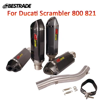 Для мотоцикла Ducati Scrambler 800 821 с полной выхлопной системой 51 мм, среднее соединение, наконечник, Труба глушителя из нержавеющей стали