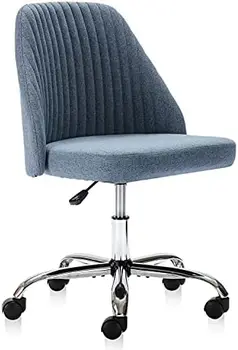 Офисный стул, современный стул из льняной ткани, Регулируемое поворотное рабочее кресло со средней спинкой, симпатичное мягкое компьютерное кресло без подлокотников с