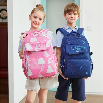 Школьные сумки Disney с Микки и Минни Для мальчиков и девочек, ортопедический рюкзак на плечо для учащихся начальной школы 1-3 класса Большой емкости Mochila
