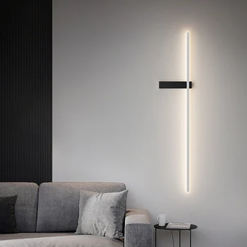 Скандинавский минималистичный длинный прикроватный светильник Современный простой настенный светильник для спальни 2022 новый настенный светильник для телевизора в гостиной Изображение 2