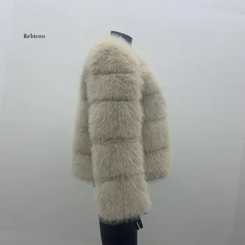 Осенне-зимнее женское пальто из искусственного лисьего меха 2021, женское и корейское теплое короткое пальто из искусственного меха для отдыха, серое плюшевое пальто Изображение 2