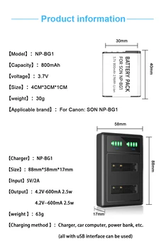 NP-BG1 NP BG1 Аккумулятор для Sony DSC-H50 DSC-H55 DSC-H3 DSC-H7 DSC-H9 DSC-H10 DSC-H20 cyber-Shot DSC-W100 DSC-WX1 T100 HX30 WX10 Изображение 2
