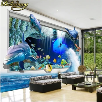 beibehang papel de parede Подводный мир 3D мультяшные обои фон бесшовная фреска гостиная телевизор диван 3D обои