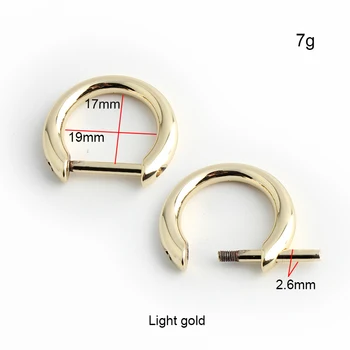 20-100шт 19 мм прочное светло-позолоченное съемное винтовое d-образное кольцо для изготовления сумок, деталей для кошельков, оборудования Изображение 2