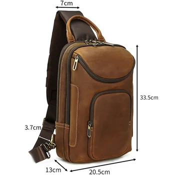 Многослойный Мужской топ из воловьей кожи, Многофункциональная сумка через плечо из натуральной кожи, 9,7-дюймовый iPad, дорожная сумка через плечо для мужчин Изображение 2