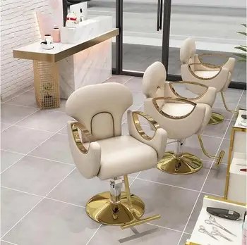 Новое роскошное гидравлическое опрокидывающееся салонное кресло golden barber chair furniture