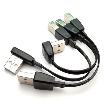 Мягкий USB2.0 верхний, нижний, левый, правый локти, квадратный рот под углом 90 градусов кабель для передачи данных AM-BM кабель для настольного принтера 10-100 см Изображение 2