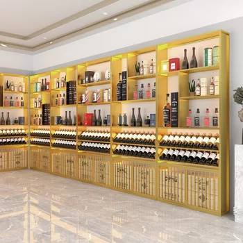 Железный винный шкаф, табачный винный шкаф, стеллаж для выставки товаров, винный шкаф для красного вина wine zhuang, посадочный шкаф для ликеров, коммерческий Изображение 2