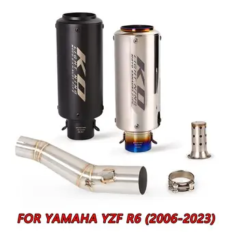 Выхлопная труба 60 мм для Yamaha YZF R6 06-23, глушитель для мотоцикла, средняя соединительная труба с DB Killer Slip On из нержавеющей стали