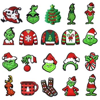 Рождественские амулеты, аксессуары из крокодила, украшение для обуви из ПВХ, носки в виде елки, аксессуары для сабо, подарки jibz, Человек-тыква, Рождественские подарки