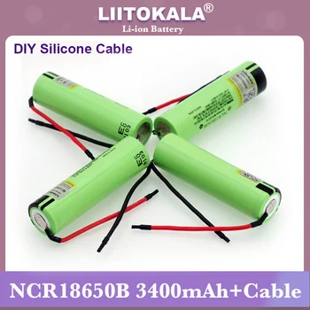 LiitoKala, Новый оригинальный NCR18650B, 3,7 В 3400 мАч, 18650, литий-ионная аккумуляторная батарея, сварочный силикагелевый кабель DIY