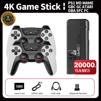 Игровая консоль 4K Game Stick С беспроводным контроллером 2.4G PS1, встроенным в 20000 Jogos HDMI 128 ГБ Ретро-игр