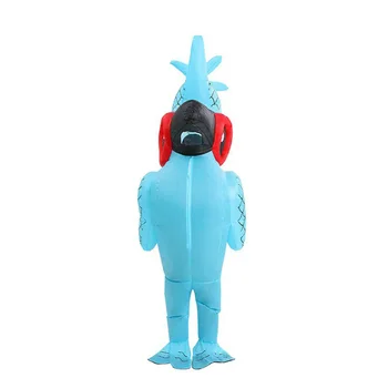 Забавный Надувной костюм для косплея с голубыми попугаями, легкий костюм на батарейках для активного отдыха, вечеринки, сцены Изображение 2