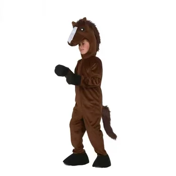 Детский Костюм коричневой лошади с животными для мальчиков и девочек, Ролевые игры для вечеринки, комбинезон, Детские костюмы для Косплея на Хэллоуин, костюм Изображение 2