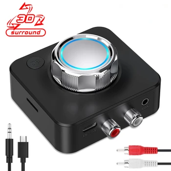 Приемник Bluetooth 5,0 3D Музыкальная карта TF RCA 3,5 мм 3,5 AUX Разъем Стерео Беспроводной Аудиоадаптер для динамика Автомобильный аудиопередатчик