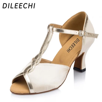 DILEECHI/женские туфли для латиноамериканских танцев для взрослых, обувь для танцев на квадратной подошве, цвет кожи