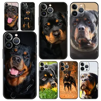 Собака Ротвейлер Роскошный Мягкий Чехол Для Телефона iPhone 13 Mini 14 12 11 Pro MAX XR X SE XS 7 8 Plus Силиконовый Черный Защитный Чехол