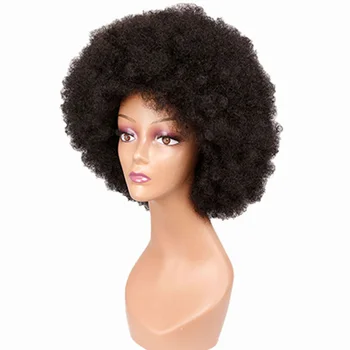 Синтетические афро-короткие кудрявые парики Amir для женщин, пушистый термостойкий Короткий парик Black Blonde для повседневной вечеринки Изображение 2