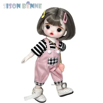 Кукла SISON BENNE 1/12 BJD, 6-дюймовая мини-кукла для девочек с нарядами, Парики, Макияж, Полный набор, милая игрушка