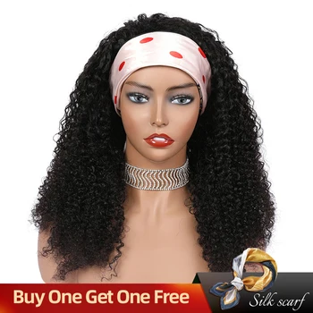 Ali Queen Hair, Кудрявая повязка на голову, Шарф, Парик, бесклеевые парики из человеческих волос для чернокожих женщин, парик на голову с бразильскими волосами Remy Изображение 2