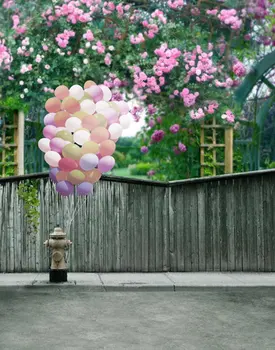 5x7ft Розовые Цветы Дерево Воздушный шар Фотографии Фонов Реквизит для Фотосессии Студийный фон