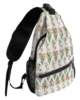 Мужская нагрудная сумка с цветами и листвой, женская Повседневная сумка через плечо, дорожная сумка через плечо, большая вместительная сумка-слинг Изображение 2