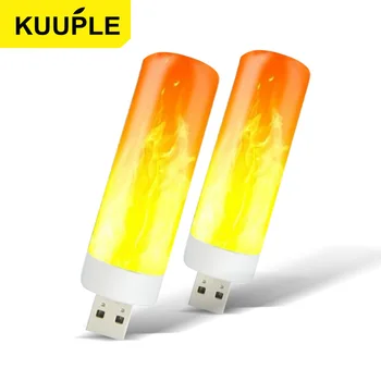 KUUPLE USB Night Light, Светодиодный Атмосферный Светильник, USB Flame Lamp, для Блока питания, Освещение для Кемпинга, Светильник с эффектом Прикуривателя