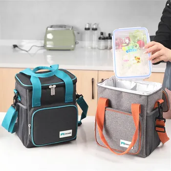 Портативная термоизолированная сумка для ланча, Женская мужская сумка для Бенто, контейнер для хранения продуктов, сумка-холодильник, органайзер для школьного офиса Изображение 2
