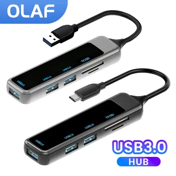 Olaf Type C HUB USB-концентратор 3.0, 6-портовый разветвитель, USB-концентратор, док-станция расширения, OTG-адаптер для ПК, Компьютерные аксессуары Mackbook
