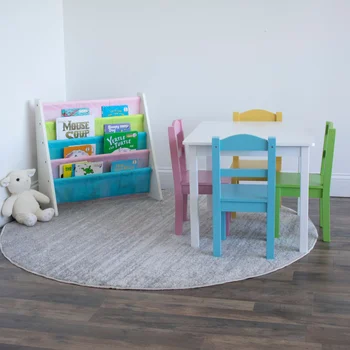 Наборы детской мебели Пастельные дети 5 шт. прямоугольный стол и стул Изображение 2