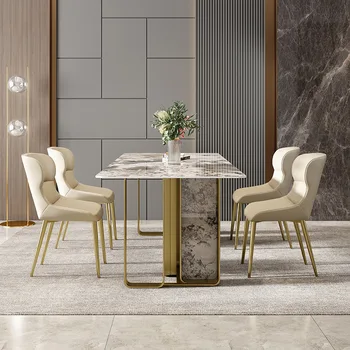 Итальянский обеденный стол из яркого камня Современный минималистичный Высококачественный Доступный Роскошный стиль Прямоугольные обеденные столы для дома и