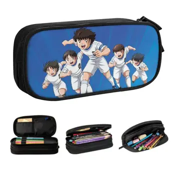 Милый пенал Captain Tsubasa Newteam для девочек и мальчиков, изготовленный на заказ Аниме, Японский Футбол, Коробка для ручек Большой Емкости, сумка для канцелярских принадлежностей