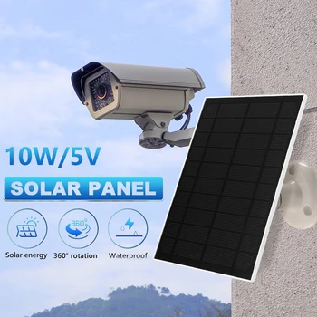 Солнечная панель мощностью 10 Вт, 5 В USB, наружное водонепроницаемое зарядное устройство для солнечных батарей для IP-камеры, наружного монитора видеонаблюдения, мини-камеры/системы домашнего освещения Изображение 2