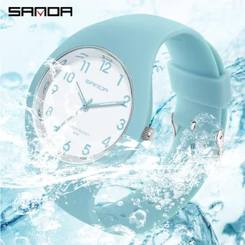 SANDA/ Новые модные трендовые женские часы, спортивные водонепроницаемые наручные часы для женщин, повседневные часы relogio feminino 6056