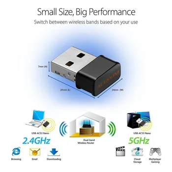 Двухдиапазонный 2,4/5 ГГц 1200 Мбит/с Беспроводной USB WiFi Сетевой адаптер 802.11AC Dongle