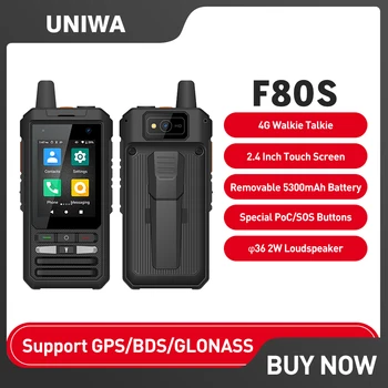 UNIWA F80S Android Телефон С портативной рацией Дальнего Действия 4G Смартфон Четырехъядерный Прочный Телефон 1 ГБ 8 ГБ 2,4 Дюйма Android 10 POC/SOS