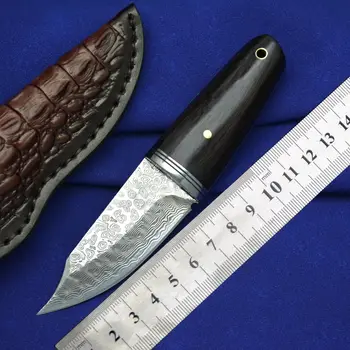 Высококачественный 67-Слойный Мини-Карманный Нож с Дамасским Лезвием Vg10 в Кожаных Ножнах EDC, универсальный Тактический Инструмент, Коллекционный подарок для Мужчин
