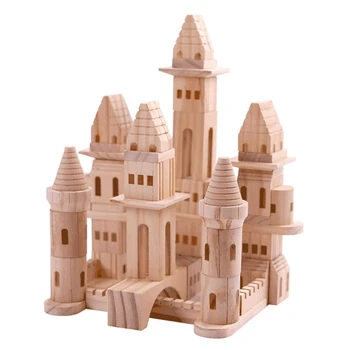 Деревянная игрушка Монтессори, складывающаяся игрушка для малышей, замок, строительный блок, 75 шт./компл.