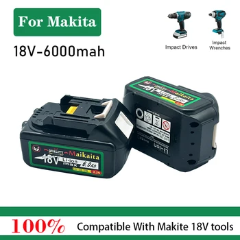 Аккумуляторная батарея для электроинструмента Makita 18V 6000mAh с заменой LED LION LXT BL1860B BL1860 BL1850
