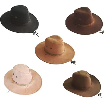 Цветная мужская ковбойская шляпа в западном стиле, Джентльменская пастушка с большими краями, Джазовые подарки, Западная Ковбойская шляпа для мужчин, Цветные монгольские шапки Изображение 2