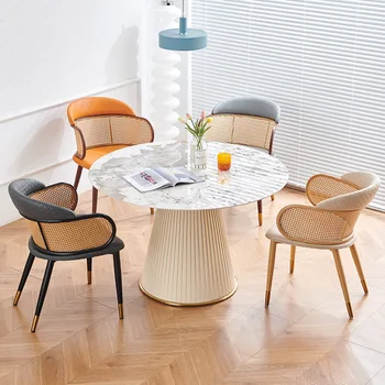 Обеденный стул из плетеного ротанга в скандинавском стиле, Дизайнерское кресло для семейного ресторана, Винтажный стул для кофейни, одноместный стул, Новинка, Прямая поставка