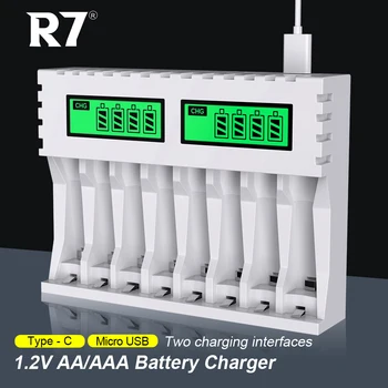 R7 8-Слотное ЖК-зарядное Устройство Smart Intelligent для 1,2 В AA/AAA NiMHNiCd Аккумуляторных Батарей aa aaa Зарядное устройство