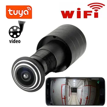 Tuya Smart Wifi Дверной Глазок Безопасности 1080P HD 1,66 мм Объектив Широкоугольный Рыбий Глаз Сеть Видеонаблюдения Мини Дверной Глазок Камера P2P ONVIF