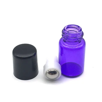 50 шт., 2 мл, Фиолетово-синий стеклянный флакон для образцов Духов, пустой, 2 куб. см, многоразовый контейнер для эфирного масла Изображение 2