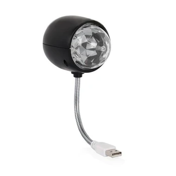 USB диско-шар, вращающийся RGB цветной светодиодный светильник для сцены, лампа для вечеринки с подсветкой для книг 3 Вт, питание от USB (черный)
