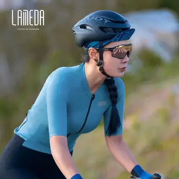 LAMEDA Высококачественная Велосипедная Майка Унисекс с Коротким Рукавом UPF50 + Защита От Солнца, Светоотражающий MTB Топ, Женская Мужская Майо, Велосипедная Рубашка Изображение 2