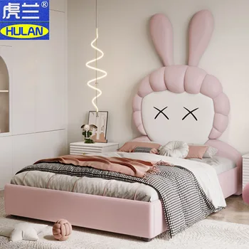 Детская мебель, современная креативная кровать, кровать для формирования кроличьих ушей, спальня для подростков, 1,5 мягкие кроватки для мальчиков и девочек