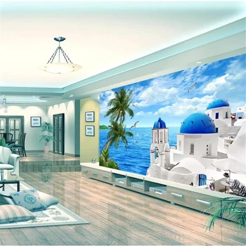 beibehang Пользовательские фрески 3D фотообои Эгейский диван фон обои гостиная спальня обои 3d papel de parede Изображение 2
