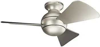 Выступающее крепление, 3 серебристых лезвия, потолочный светильник мощностью 67 Вт, матовый никель Изображение 2