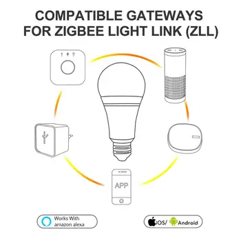 GLEDOPTO LED ZIGBEE 12 Вт RGBCCT светодиодная лампа AC100-240V RGBCCT Двойная Белая Умная светодиодная лампа с регулируемой яркостью, работающая со многими шлюзами Alexa Изображение 2